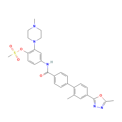 [4-[[4-[2-methyl-4-(5-methyl-1,3,4-oxadiazol-2-yl)phenyl]benzoyl]amino]-2-(4-methylpiperazin-1-yl)phenyl] methanesulfonate (CAS: 256227-78-8) - Related Chemical Product