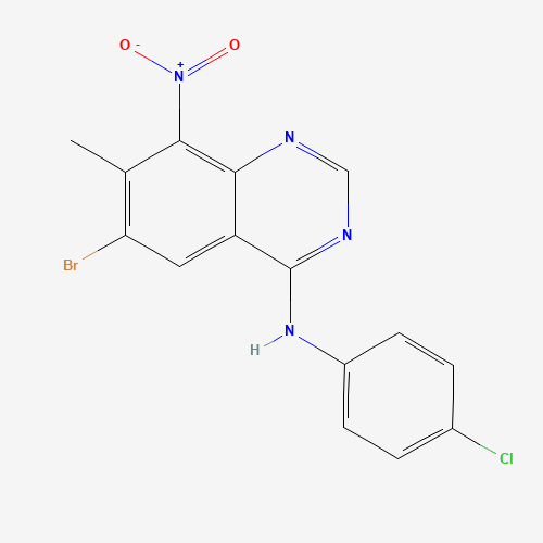 6-bromo-N-(4-chlorophenyl)-7-methyl-8-nitroquinazolin-4-amine (CAS: 1446113-37-6) - Chemical Structure and Molecular Formula 
