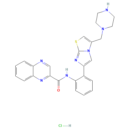 N-[2-[3-(piperazin-1-ylmethyl)imidazo[2,1-b][1,3]thiazol-6-yl]phenyl]quinoxaline-2-carboxamide;hydrochloride (CAS: 1001645-58-4) - Related Chemical Product