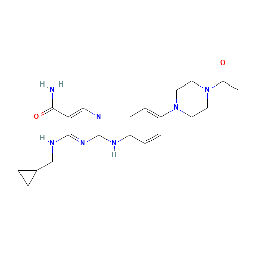2-[4-(4-acetylpiperazin-1-yl)anilino]-4-(cyclopropylmethylamino)pyrimidine-5-carboxamide (CAS: 1198300-07-0) - Related Chemical Product