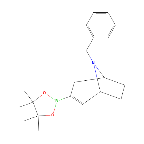 8-benzyl-3-(4,4,5,5-tetramethyl-1,3,2-dioxaborolan-2-yl)-8-azabicyclo[3.2.1]oct-3-ene (CAS: 1123661-15-3) - Chemical Structure and Molecular Formula 