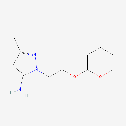 5-methyl-2-[2-(oxan-2-yloxy)ethyl]pyrazol-3-amine (CAS: 1453213-02-9) - Chemical Structure and Molecular Formula 