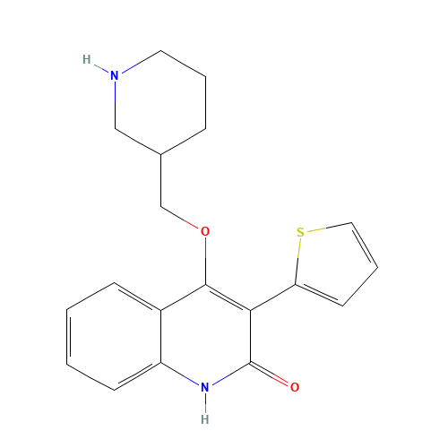 4-(piperidin-3-ylmethoxy)-3-thiophen-2-yl-1H-quinolin-2-one (CAS: 1263051-65-5) - Chemical Structure and Molecular Formula 