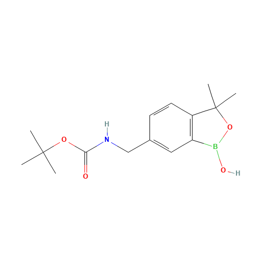 tert-butyl N-[(1-hydroxy-3,3-dimethyl-2,1-benzoxaborol-6-yl)methyl]carbamate (CAS: 1437051-83-6) - Chemical Structure and Molecular Formula 