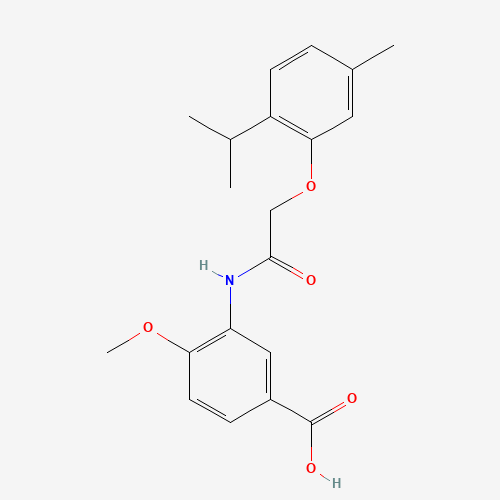 4-methoxy-3-[[2-(5-methyl-2-propan-2-ylphenoxy)acetyl]amino]benzoic acid (CAS: 649773-92-2) - Chemical Structure and Molecular Formula 