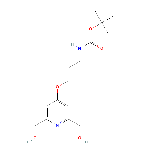tert-butyl N-[3-[2,6-bis(hydroxymethyl)pyridin-4-yl]oxypropyl]carbamate (CAS: 945489-93-0) - Chemical Structure and Molecular Formula 