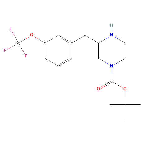 tert-butyl 3-[[3-(trifluoromethoxy)phenyl]methyl]piperazine-1-carboxylate (CAS: 886773-95-1) - Chemical Structure and Molecular Formula 