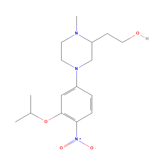 2-[1-methyl-4-(4-nitro-3-propan-2-yloxyphenyl)piperazin-2-yl]ethanol (CAS: 1462950-83-9) - Chemical Structure and Molecular Formula 