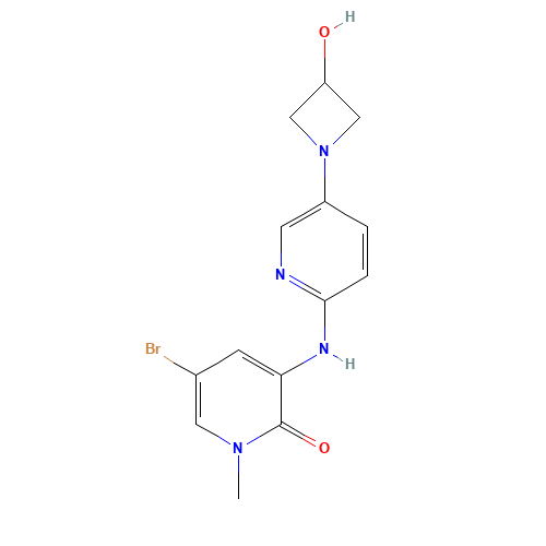 5-bromo-3-[[5-(3-hydroxyazetidin-1-yl)pyridin-2-yl]amino]-1-methylpyridin-2-one (CAS: 1346673-20-8) - Chemical Structure and Molecular Formula 