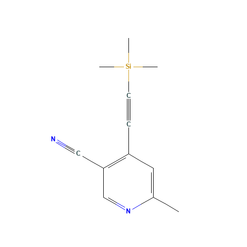 6-methyl-4-(2-trimethylsilylethynyl)pyridine-3-carbonitrile (CAS: 1092352-08-3) - Chemical Structure and Molecular Formula 