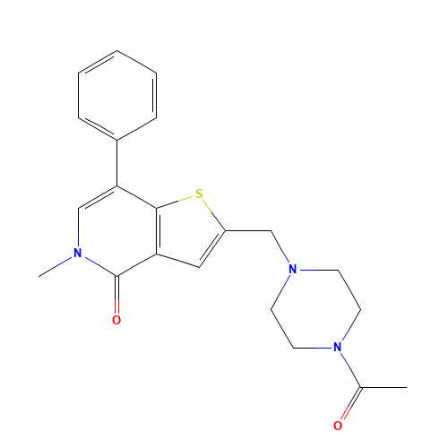 2-[(4-acetylpiperazin-1-yl)methyl]-5-methyl-7-phenylthieno[3,2-c]pyridin-4-one (CAS: 1610518-50-7) - Chemical Structure and Molecular Formula 