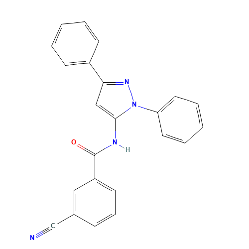 3-cyano-N-(2,5-diphenylpyrazol-3-yl)benzamide (CAS: 781652-57-1) - Chemical Structure and Molecular Formula 