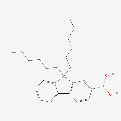 (9,9-dihexylfluoren-2-yl)boronic acid (CAS: 371193-08-7) - Chemical Structure and Molecular Formula 