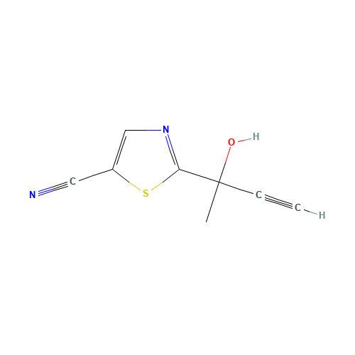 2-(2-hydroxybut-3-yn-2-yl)-1,3-thiazole-5-carbonitrile (CAS: 1202770-08-8) - Chemical Structure and Molecular Formula 