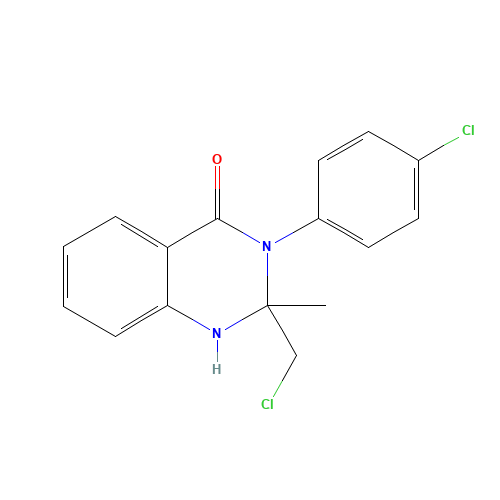 2-(chloromethyl)-3-(4-chlorophenyl)-2-methyl-1H-quinazolin-4-one (CAS: 217461-92-2) - Chemical Structure and Molecular Formula 