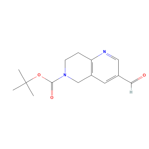 tert-butyl 3-formyl-7,8-dihydro-5H-1,6-naphthyridine-6-carboxylate (CAS: 1196147-67-7) - Chemical Structure and Molecular Formula 