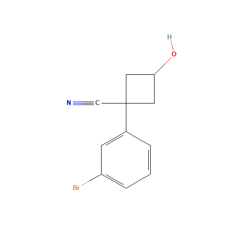 1-(3-bromophenyl)-3-hydroxycyclobutane-1-carbonitrile (CAS: 1357924-34-5) - Chemical Structure and Molecular Formula 