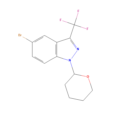 5-bromo-1-(oxan-2-yl)-3-(trifluoromethyl)indazole (CAS: 1428558-22-8) - Chemical Structure and Molecular Formula 