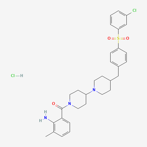 (2-amino-3-methylphenyl)-[4-[4-[[4-(3-chlorophenyl)sulfonylphenyl]methyl]piperidin-1-yl]piperidin-1-yl]methanone;hydrochloride (CAS: 331765-01-6) - Related Chemical Product