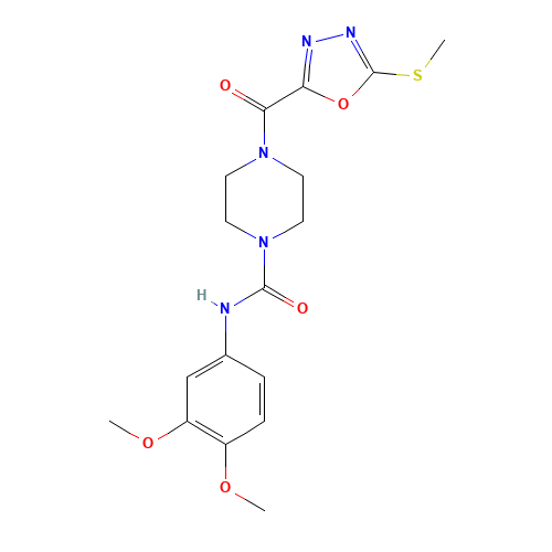 N-(3,4-dimethoxyphenyl)-4-(5-methylsulfanyl-1,3,4-oxadiazole-2-carbonyl)piperazine-1-carboxamide (CAS: 75289-79-1) - Related Chemical Product