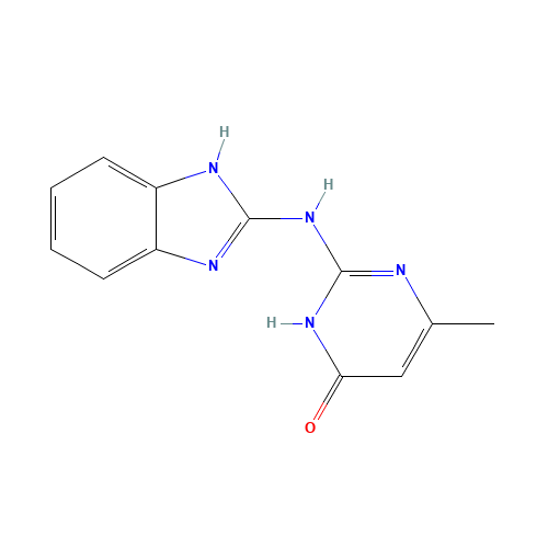 2-(1H-benzimidazol-2-ylamino)-6-methyl-1H-pyrimidin-4-one (CAS: 42389-40-2) - Chemical Structure and Molecular Formula 