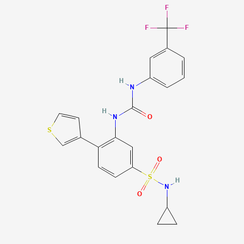 1-[5-(cyclopropylsulfamoyl)-2-thiophen-3-ylphenyl]-3-[3-(trifluoromethyl)phenyl]urea (CAS: 1432660-47-3) - Related Chemical Product