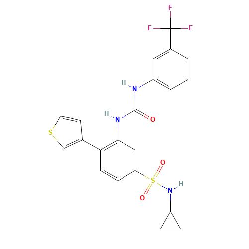 1-[5-(cyclopropylsulfamoyl)-2-thiophen-3-ylphenyl]-3-[3-(trifluoromethyl)phenyl]urea (CAS: 1432660-47-3) - Related Chemical Product