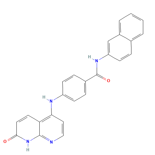 N-naphthalen-2-yl-4-[(7-oxo-8H-1,8-naphthyridin-4-yl)amino]benzamide (CAS: 1203509-79-8) - Chemical Structure and Molecular Formula 