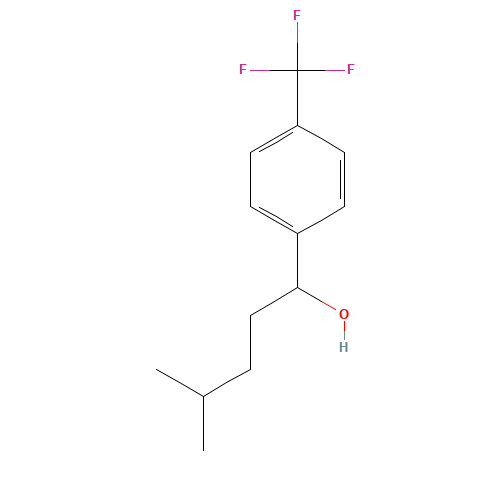 4-methyl-1-[4-(trifluoromethyl)phenyl]pentan-1-ol (CAS: 1245806-42-1) - Chemical Structure and Molecular Formula 