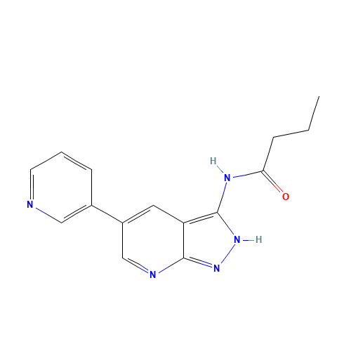 N-(5-pyridin-3-yl-2H-pyrazolo[3,4-b]pyridin-3-yl)butanamide (CAS: 405221-09-2) - Chemical Structure and Molecular Formula 