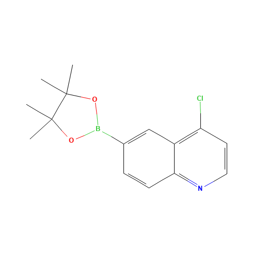 4-chloro-6-(4,4,5,5-tetramethyl-1,3,2-dioxaborolan-2-yl)quinoline (CAS: 1201844-73-6) - Chemical Structure and Molecular Formula 