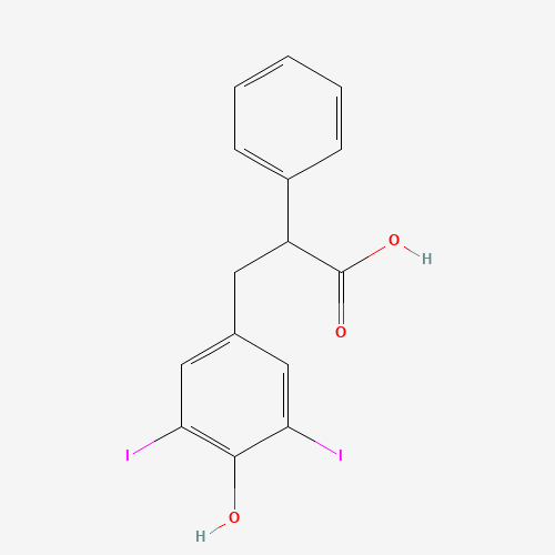 3-(4-hydroxy-3,5-diiodophenyl)-2-phenylpropanoic acid (CAS: 577-91-3) - Chemical Structure and Molecular Formula 