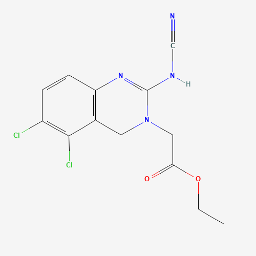 ethyl 2-[5,6-dichloro-2-(cyanoamino)-4H-quinazolin-3-yl]acetate (CAS: 146374-56-3) - Chemical Structure and Molecular Formula 