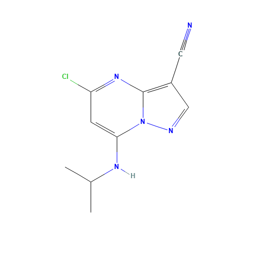 5-chloro-7-(propan-2-ylamino)pyrazolo[1,5-a]pyrimidine-3-carbonitrile (CAS: 1048675-56-4) - Related Chemical Product