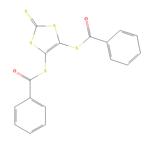 S-(5-benzoylsulfanyl-2-sulfanylidene-1,3-dithiol-4-yl) benzenecarbothioate (CAS: 68494-08-6) - Chemical Structure and Molecular Formula 