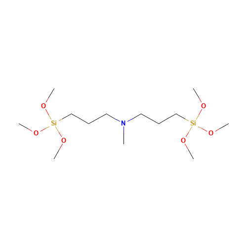 N-methyl-3-trimethoxysilyl-N-(3-trimethoxysilylpropyl)propan-1-amine (CAS: 31024-70-1) - Chemical Structure and Molecular Formula 