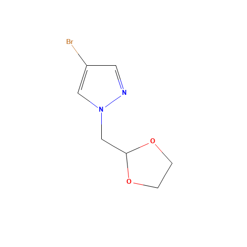 4-bromo-1-(1,3-dioxolan-2-ylmethyl)pyrazole (CAS: 1207175-26-5) - Chemical Structure and Molecular Formula 