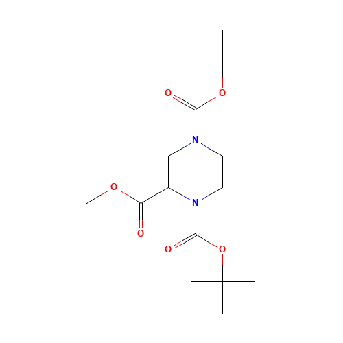 1-O,4-O-ditert-butyl 2-O-methyl piperazine-1,2,4-tricarboxylate (CAS: 171504-98-6) - Chemical Structure and Molecular Formula 