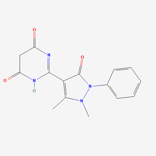 2-(1,5-dimethyl-3-oxo-2-phenylpyrazol-4-yl)-1H-pyrimidine-4,6-dione (CAS: 21585-47-7) - Chemical Structure and Molecular Formula 