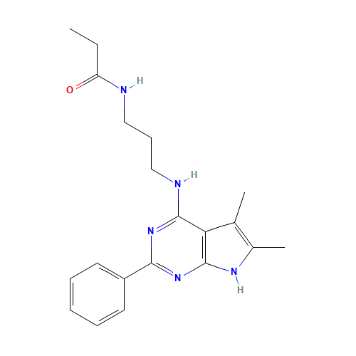 N-[3-[(5,6-dimethyl-2-phenyl-7H-pyrrolo[2,3-d]pyrimidin-4-yl)amino]propyl]propanamide (CAS: 251946-29-9) - Related Chemical Product
