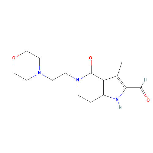 3-methyl-5-(2-morpholin-4-ylethyl)-4-oxo-6,7-dihydro-1H-pyrrolo[3,2-c]pyridine-2-carbaldehyde (CAS: 945381-70-4) - Chemical Structure and Molecular Formula 