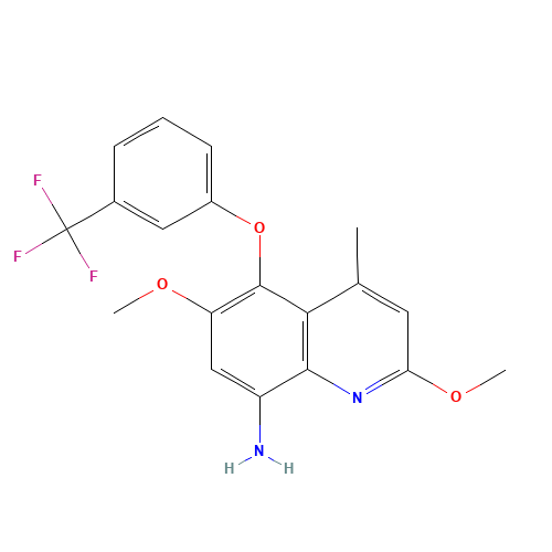 2,6-dimethoxy-4-methyl-5-[3-(trifluoromethyl)phenoxy]quinolin-8-amine (CAS: 106635-86-3) - Chemical Structure and Molecular Formula 