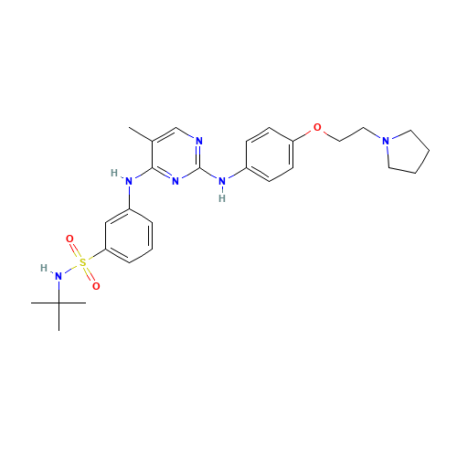 N-tert-butyl-3-[[5-methyl-2-[4-(2-pyrrolidin-1-ylethoxy)anilino]pyrimidin-4-yl]amino]benzenesulfonamide (CAS: 936091-26-8) - Related Chemical Product