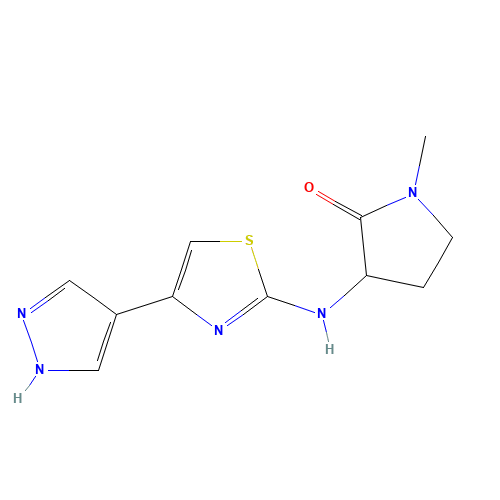 1-methyl-3-[[4-(1H-pyrazol-4-yl)-1,3-thiazol-2-yl]amino]pyrrolidin-2-one (CAS: 1235313-14-0) - Related Chemical Product