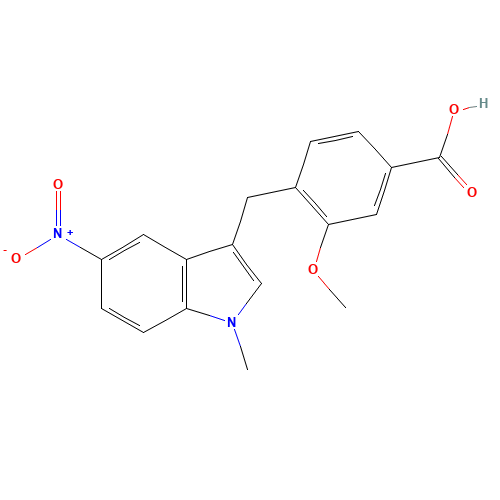 3-methoxy-4-[(1-methyl-5-nitroindol-3-yl)methyl]benzoic acid (CAS: 138681-67-1) - Related Chemical Product
