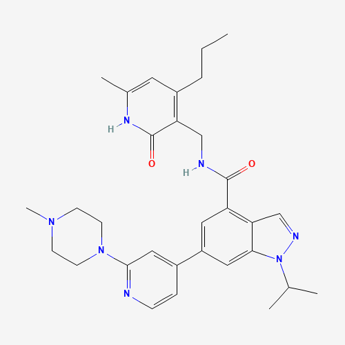 N-[(6-methyl-2-oxo-4-propyl-1H-pyridin-3-yl)methyl]-6-[2-(4-methylpiperazin-1-yl)pyridin-4-yl]-1-propan-2-ylindazole-4-carboxamide (CAS: 1346704-33-3) - Related Chemical Product