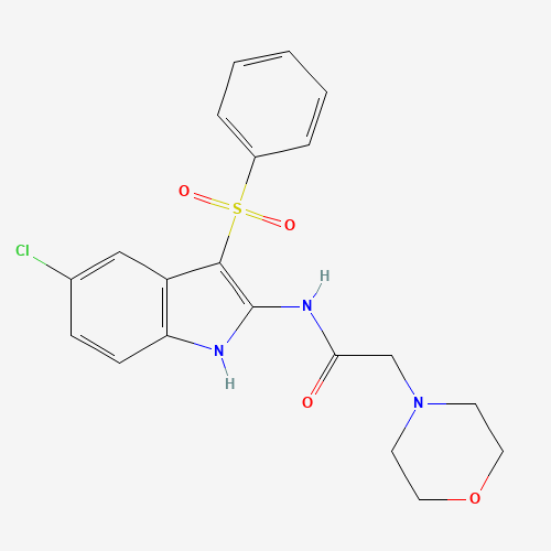 N-[3-(benzenesulfonyl)-5-chloro-1H-indol-2-yl]-2-morpholin-4-ylacetamide (CAS: 918493-24-0) - Chemical Structure and Molecular Formula 