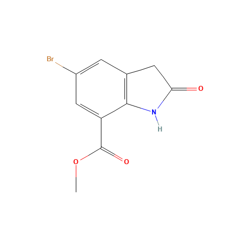 methyl 5-bromo-2-oxo-1,3-dihydroindole-7-carboxylate (CAS: 898747-32-5) - Chemical Structure and Molecular Formula 