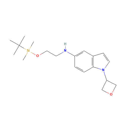 N-[2-[tert-butyl(dimethyl)silyl]oxyethyl]-1-(oxetan-3-yl)indol-5-amine (CAS: 1610800-56-0) - Chemical Structure and Molecular Formula 