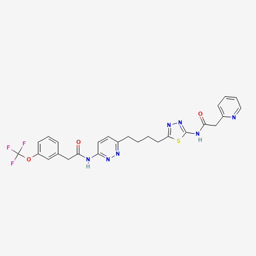 N-[6-[4-[5-[(2-pyridin-2-ylacetyl)amino]-1,3,4-thiadiazol-2-yl]butyl]pyridazin-3-yl]-2-[3-(trifluoromethoxy)phenyl]acetamide (CAS: 1439399-58-2) - Related Chemical Product